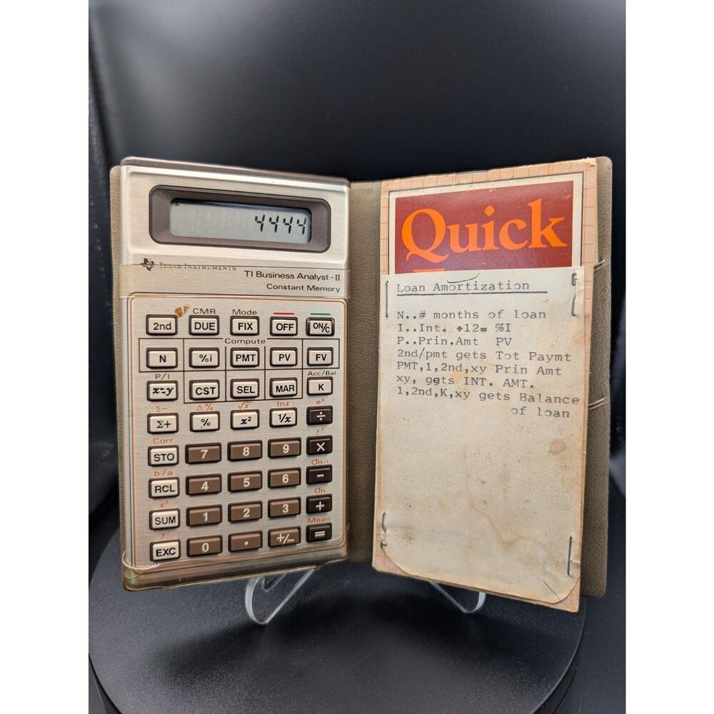 Vintage TI Business Analyst-II Calculator w/ Case & Loan Guide – Working Display